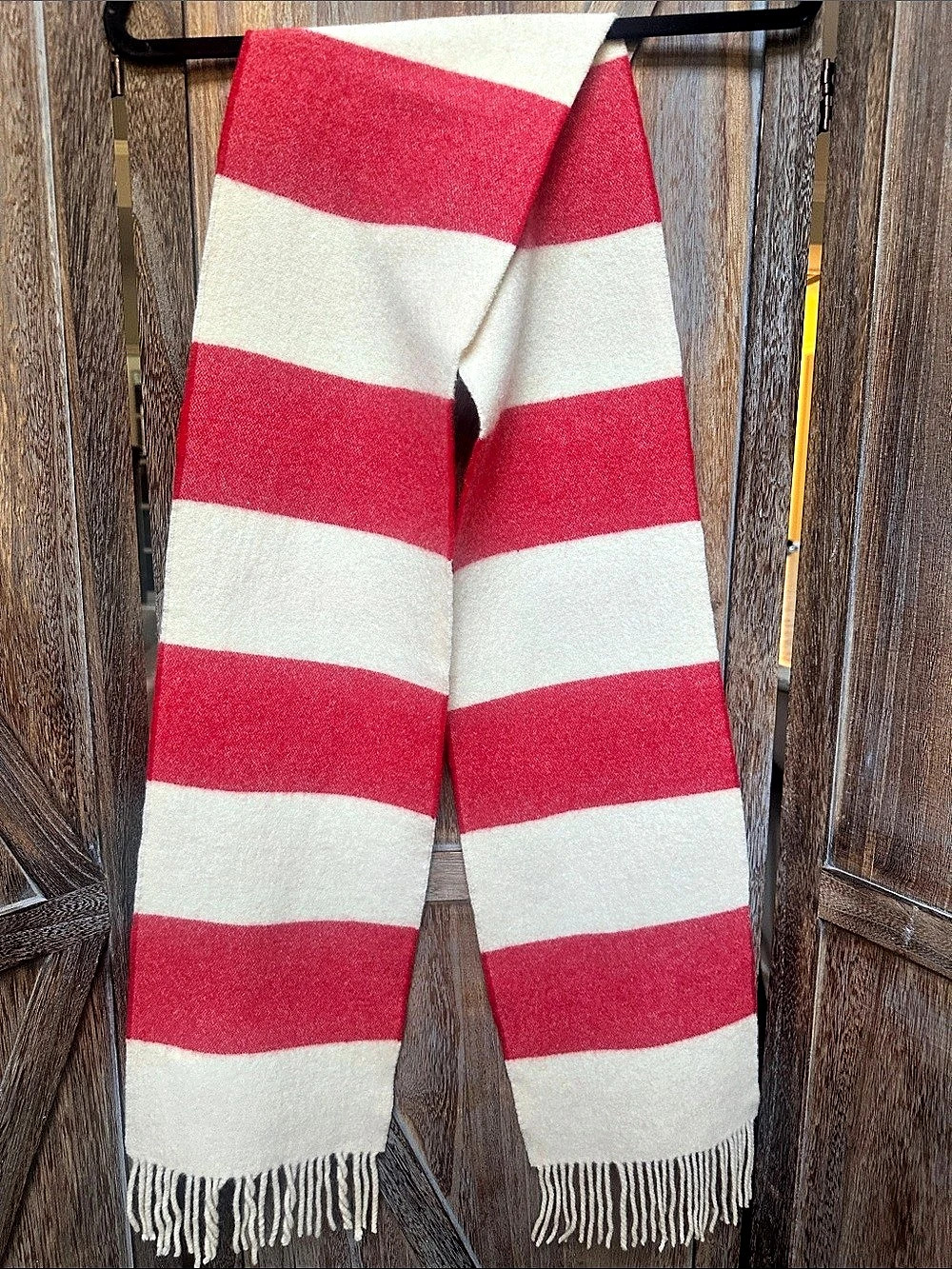 J.Crew Striped Scarf in Red & Cream
